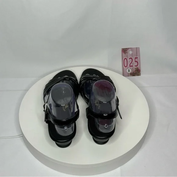 NW/OT SAS Tripad Comfort Strippy Black Patent Sandal Size 9.5 Slim - Picture 5 of 16